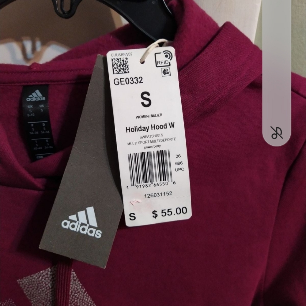 Adidas Holiday Graphic Hoodie (Women’s Size S) Pullover Sweatshirt